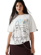 Bewakoof Official Spongebob Merchandise Womens Graphic Print Oversized Fit Half Sleeve Round Neck Cotton Jersey T-Shirt_649878_