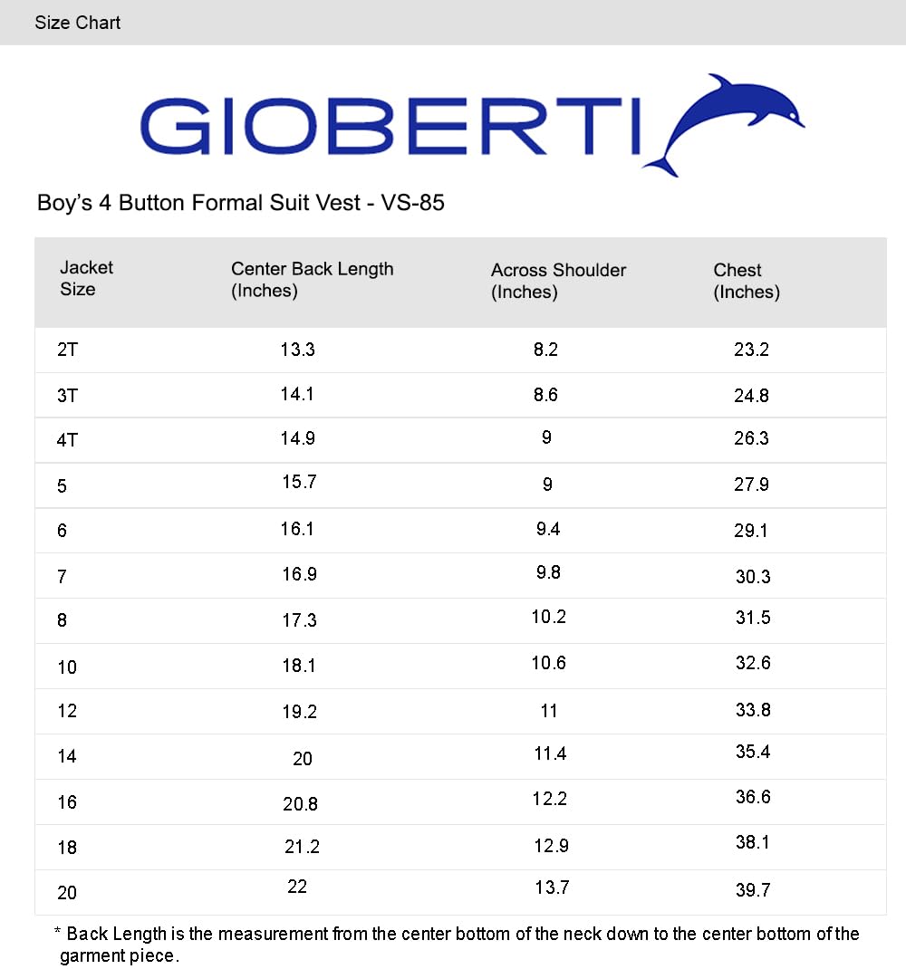Gioberti Boy's 4 Button Formal Suit Vest, Black, Size 14