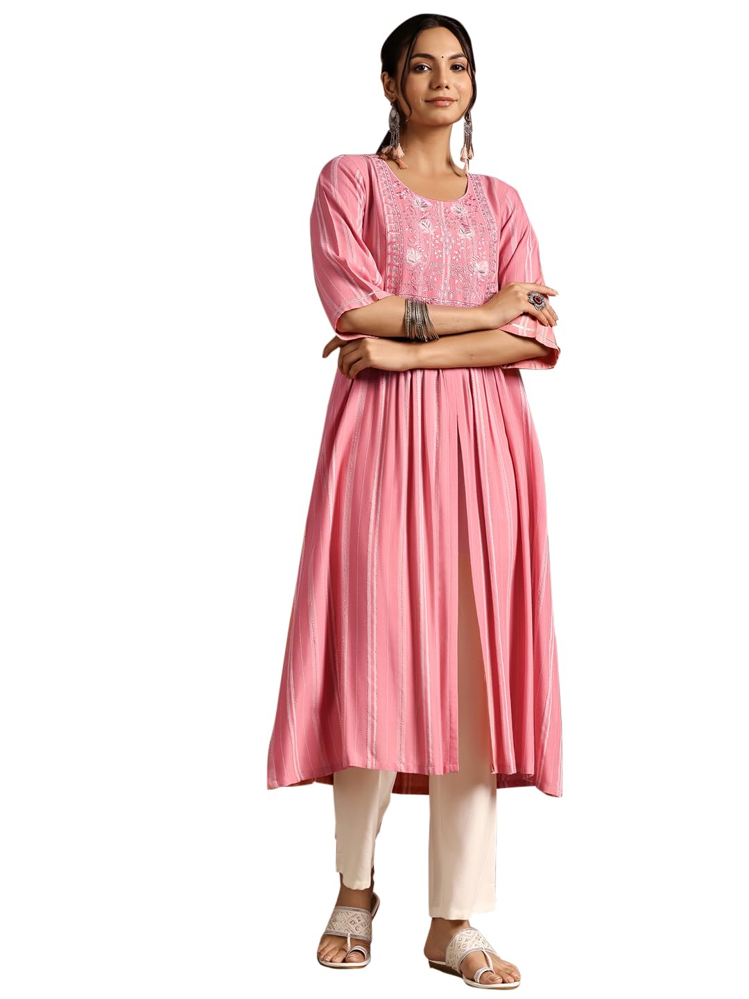 Libas Women'S Viscose Rayon Woven Design A-Line Kurta (29208 Peach