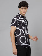 Lookmark MenS Black Letter Graphic Patched Pocket Shirt Without Tee||Black Coloured Printed Shirt For Men||Az-Lm-P1-Printed Shi