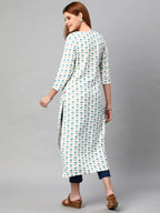 ANNI DESIGNER Womens Cotton Blend Traditional Straight Printed Kurta and Pant Set (AMD 32-White_L_White_Large)