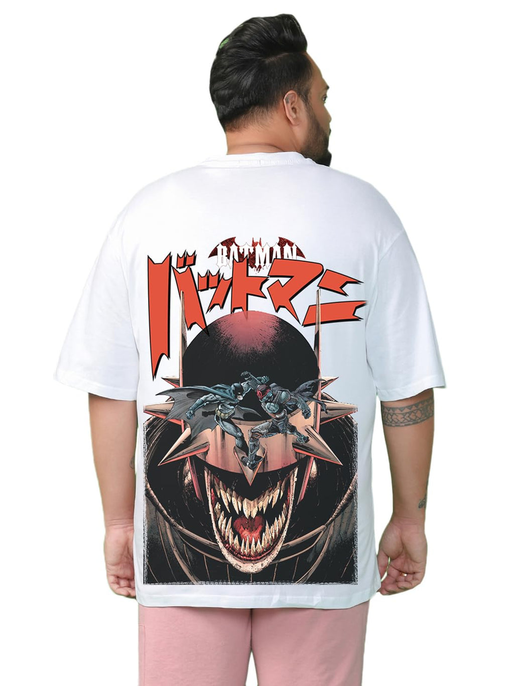 Bewakoof Official DC Merchandise Joker Mens Graphic Printed Oversized Fit Half Sleeve Round Neck Cotton Jersey Plus Size T-Shir