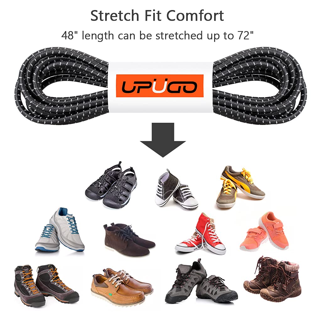 UpUGo Elastic Shoe Laces, 1 Pair No Tie Shoe Laces Tieless for Kids, Adults, Elderly, One Size Fit All
