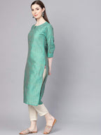 Varanga Women'S Silk Solid Regular Kurta Green