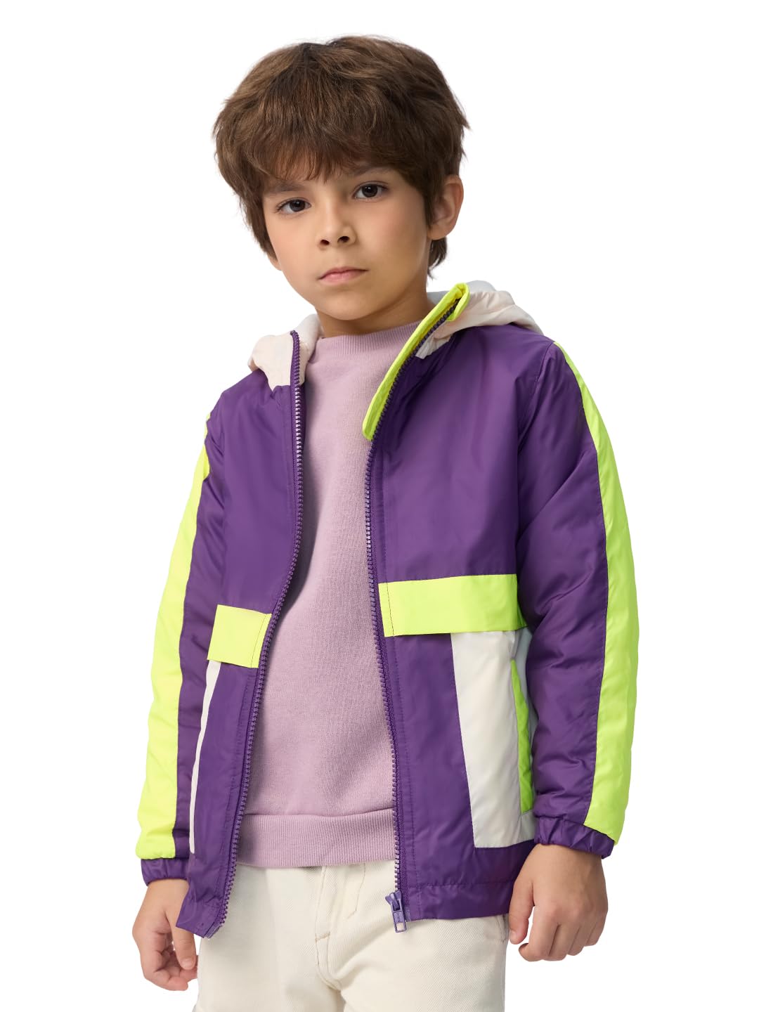 The Souled Store Dewberry Boys and Baby Boys Zipper Front Long Sleeve Colorblock Hooded Neck Jackets Boys Zip Hoodies Kids Zip-U