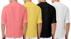 Zombom MenS Cotton Blend Solid Full Sleeve Kurta Shirt, Multicolor, L, Combo Set Of 4