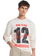 Bewakoof Mens Typography Oversized Fit Full Sleeve Round Neck Cotton Poly Sweatshirt_690816_Beige_M