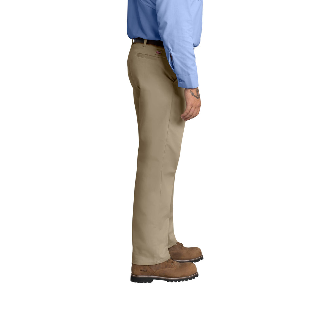 Red Kap Mens Stain Resistant, Flat Front Work Pants, Khaki, 28W x 32L