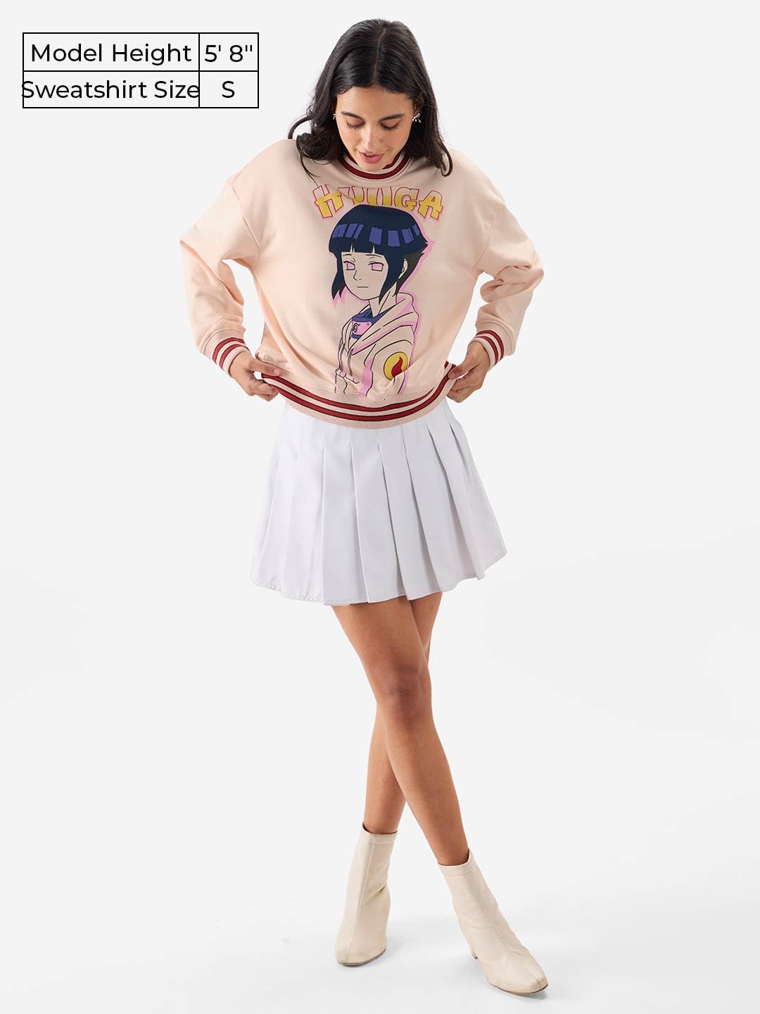 The Souled Store Official Naruto Originals: Hyuga Hinata Women and Girls Long Sleeves Round Neck Multicolor Graphic Printed Cott