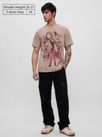 The Souled Store Naruto Shippuden: Uzumaki Men and Boys Short Sleeves Round Neck Beige Graphic Printed Regular Fit Cotton T-Shir