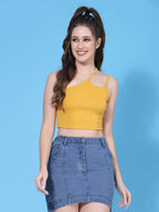 OOMPH! Crop Tops for Women, Yellow - mt583