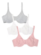 Fruit of the Loom Women's Unlined Underwire Bra-Cotton & Spandex Blend for Natural Shape and Flexibility, Bittersweet Pink/WHT/G