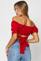 Shasmi Womens & Girls Red Beshop Sleeve, Sweet Heart Neck, Lace Pullover Blouse Tops for Women/Tops, T-Shirts for Girls (TOP 7
