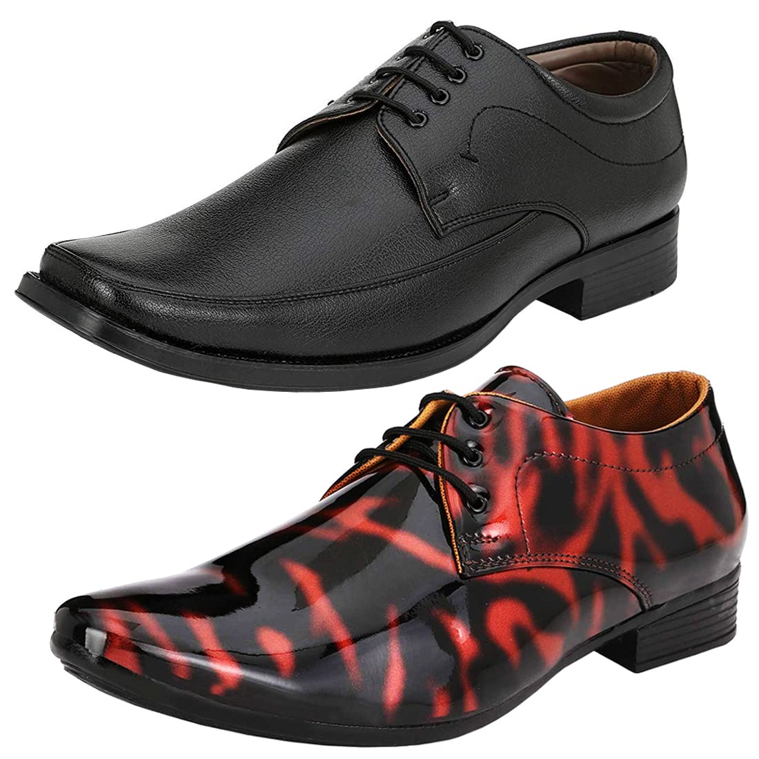 Modern Trendy Formal Shoes/Party Shoes/ 2 Shoes Combo with Free Belt for Men and Boys (BAZAAR8620_VTR01BlkRed002BdrBlk1Brw 10