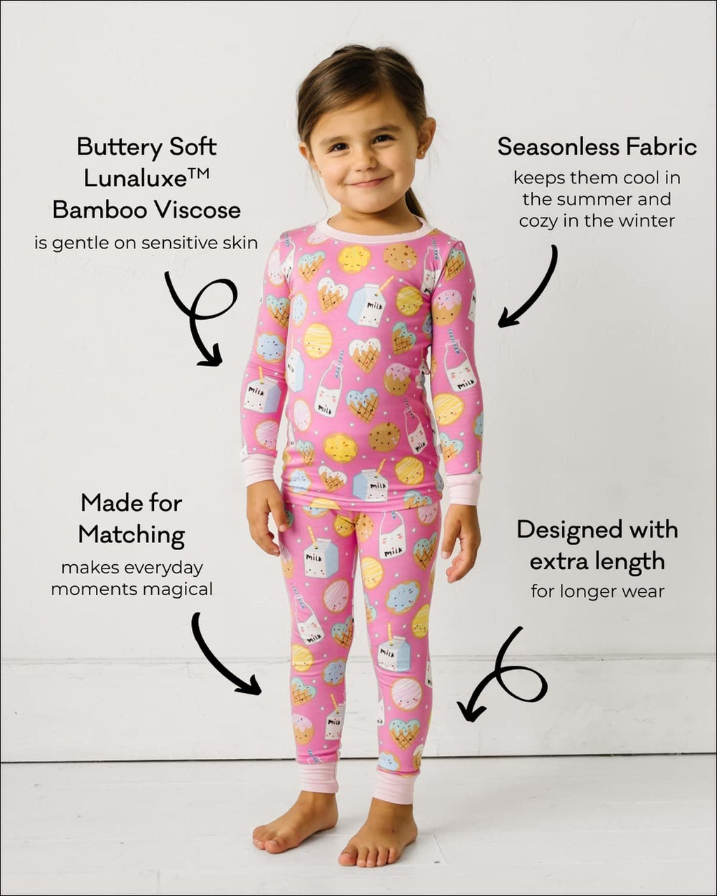 Little Sleepies Two-Piece Unisex Pajama Set, Bamboo Viscose PJs, Bananas, 4T