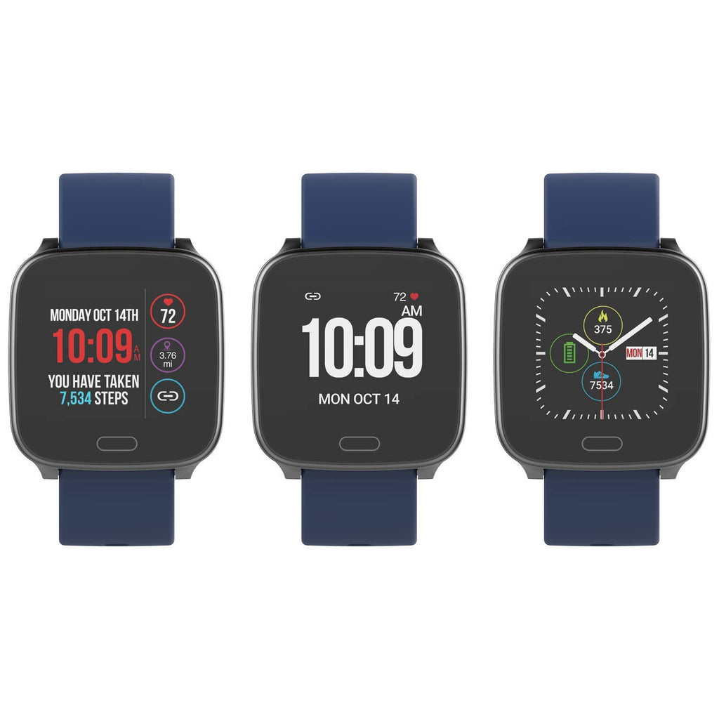 iConnect by Timex Active Smartwatch with Heart Rate, Notifications & Activity Tracking 37mm - Gunmetal with Blue Resin Strap
