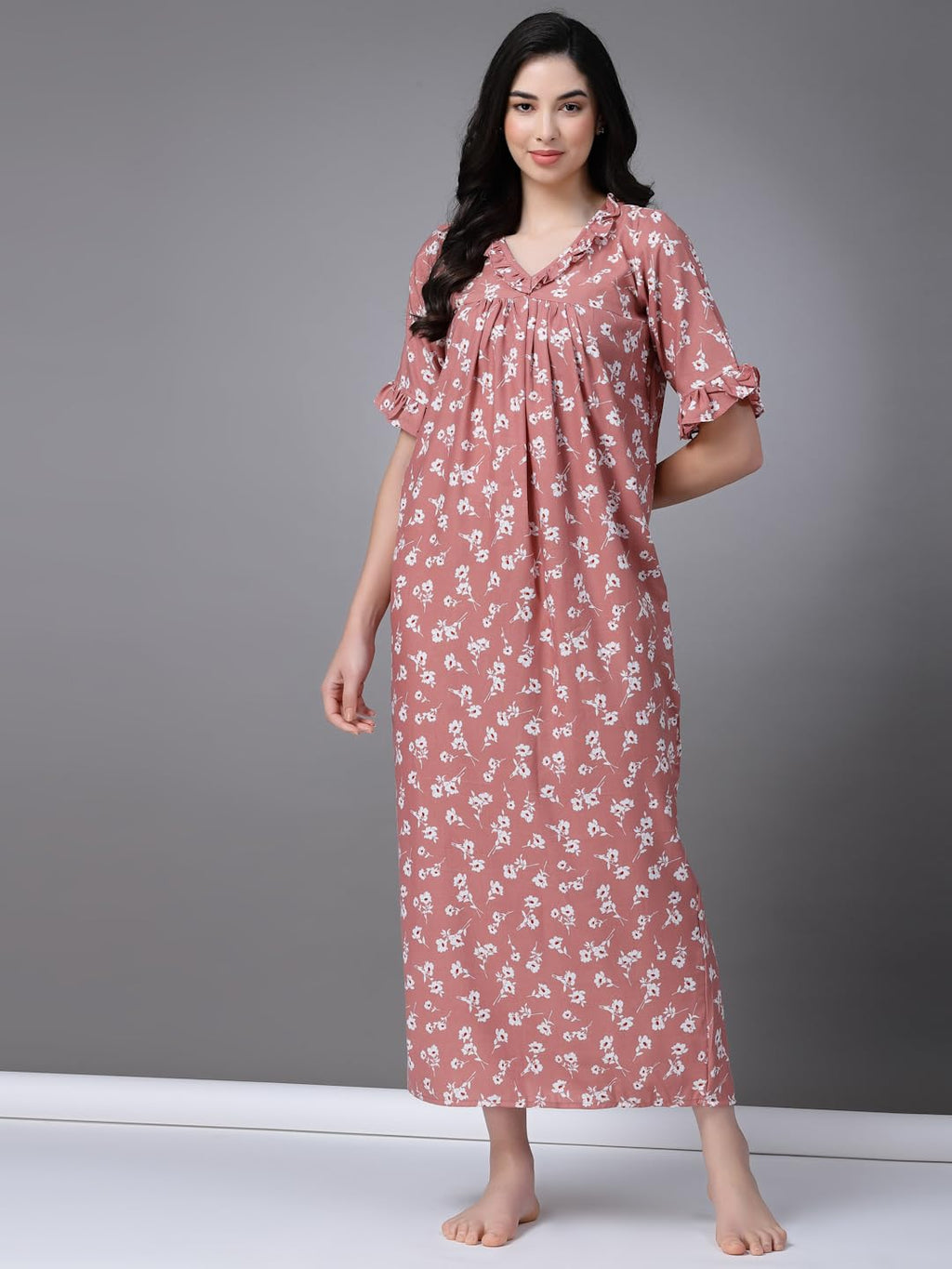 OOMPH! Cotton Blend Nighty for Womens | Night Gown | Nighty | Nightdress | Maxi Dress | Sleepwear | Gown for Women | Nighties |