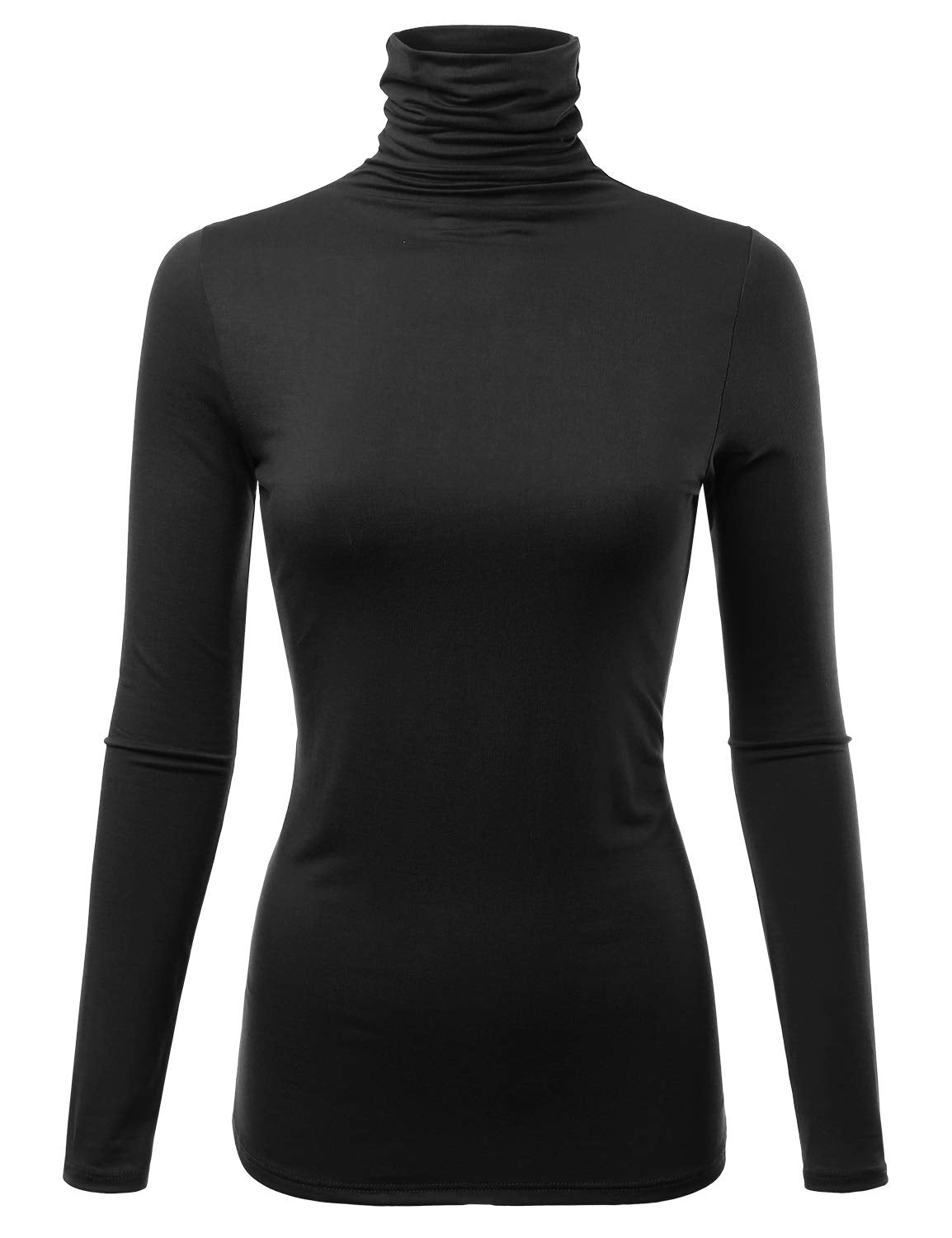 FASHIONOLIC Womens Long Sleeve Light Weight Turtleneck T-Shirts Top Sweater (CLLT002) Black 3X