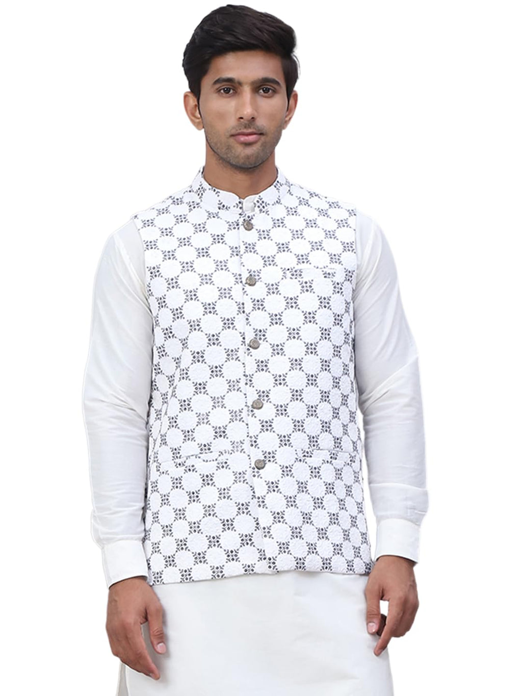Jompers Mens Embroidered Viscose Rayon Nehru Jacket