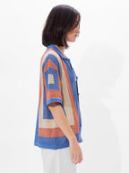 The Souled Store Carnelian Women and Girls Short Sleeves Collared Neck Button Front Open Knit Structured Boyfriend Shirts