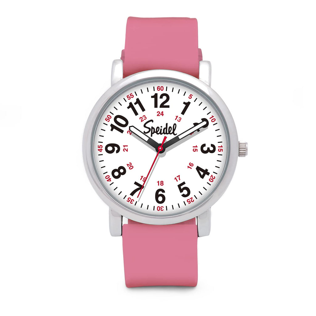 Speidel Original Scrub Watch, Analog Display, 38mm Case, Unisex Silicone Band, Water Resistant, Pink