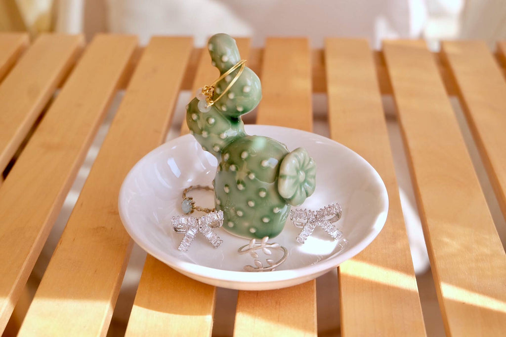 PUDDING CABIN Cactus Christmas Gifts for Women Cactus Ring Holder Dish Birthday Gifts for Women Girls Friends, Cactus Decor for