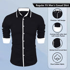 Zombom MenS Solid Cotton Blend Regular Fit Full Sleeves Casual Shirt With Spread Collar Shirt For Men
