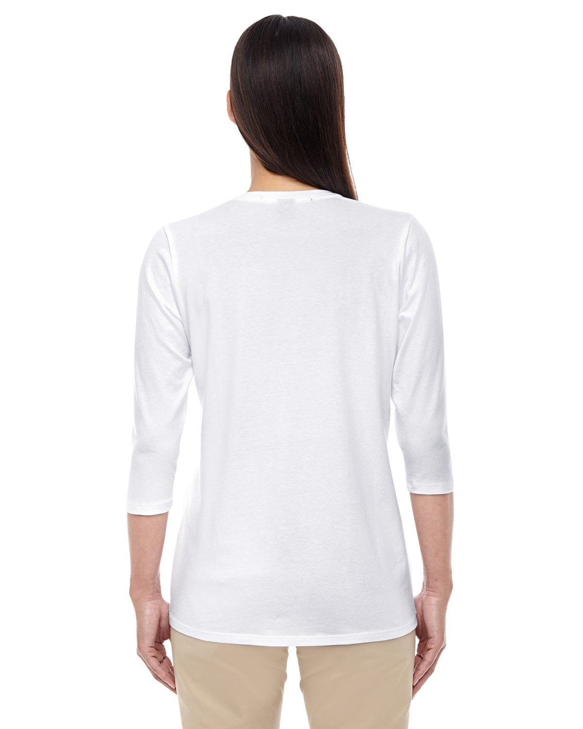 Ladies Perfect FitBracelet-Length V-Neck Top - WHITE - XS(D0102H76W3X)