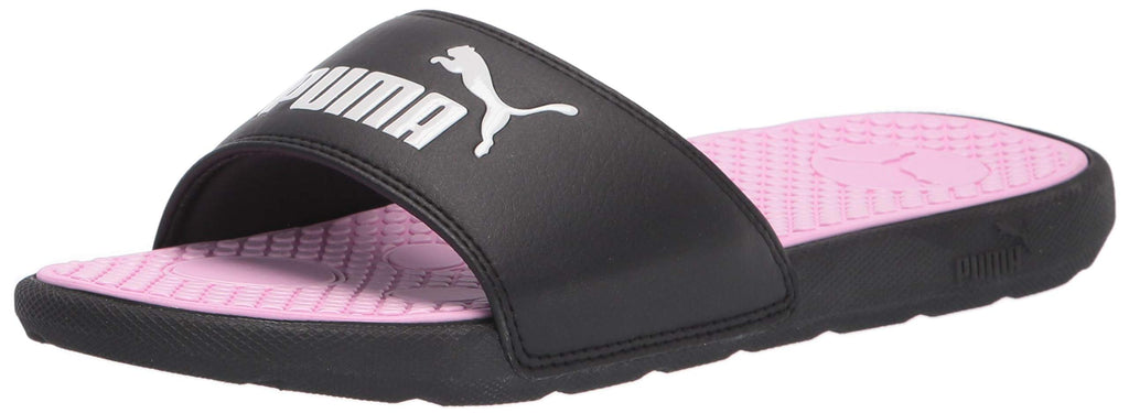 PUMA Women's COOL CAT Slide Sandals, Puma Black-Puma White-Pale Pink, 10