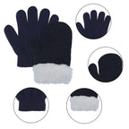 Hicdaw 6PCS Toddler Winter Hats and Baby Mittens Gloves Neck Warmer Set Baby Winter Hat Scarf Gift for Kid Boys Girls(Navy)
