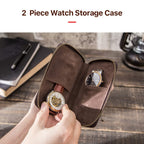 Watch Bracelet Storage Bag Case Leather 2 Pieces, Hiram Portable Travel Watch Genuine Leather Pouch, Watch Bag Leather for Coupl