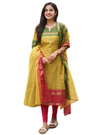 ANNI DESIGNER Womens Rayon Viscose Straight Printed Kurta with Dupatta (Kozikod Yellow_XXL_Yellow_XX-Large)