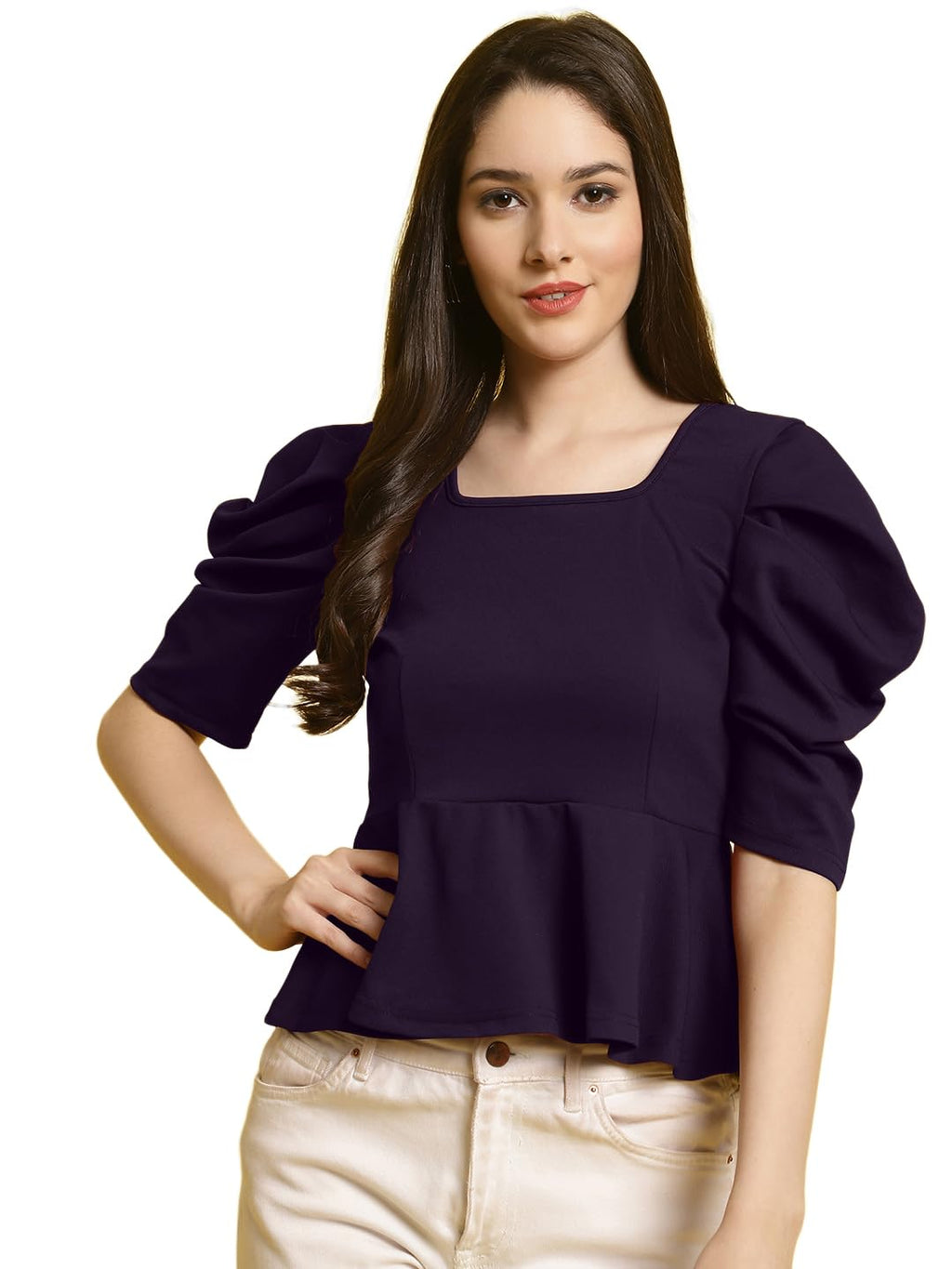 Tee Projekt Womens Casual Trendy Top with Stylish Short Puff Sleeves ll Soft & Stylish Womens Tee