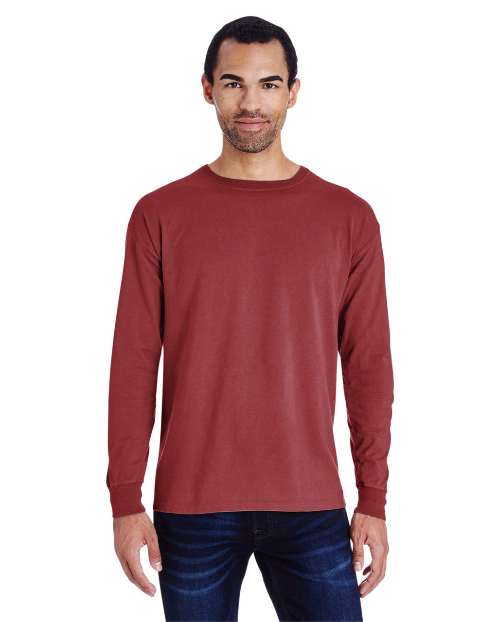 Unisex garment-Dyed Long-Sleeve T-Shirt - BLAcK - S(D0102H7DEEJ)