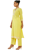 Soch Women Yellow Cotton Solid Kurta Set