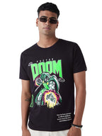 Bewakoof Official Marvel Merchandise Doom Mens Graphic Print Regular Fit Half Sleeve Round Neck Cotton T-Shirt_648707_Black_S