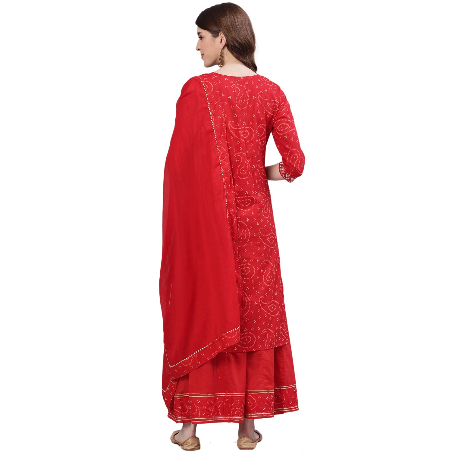 Ishin Women'S Cotton Grey Gotta Patti Embroidered Anarkali Peplum Kurta Sharara Dupatta Set…