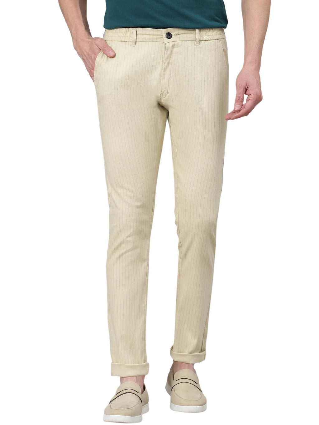 AVANOVA Mens Solid Linen Cream Trousers Light Business Style Slightly Stretch Straight Leg Pants for Outdoor Casual Daily Trous