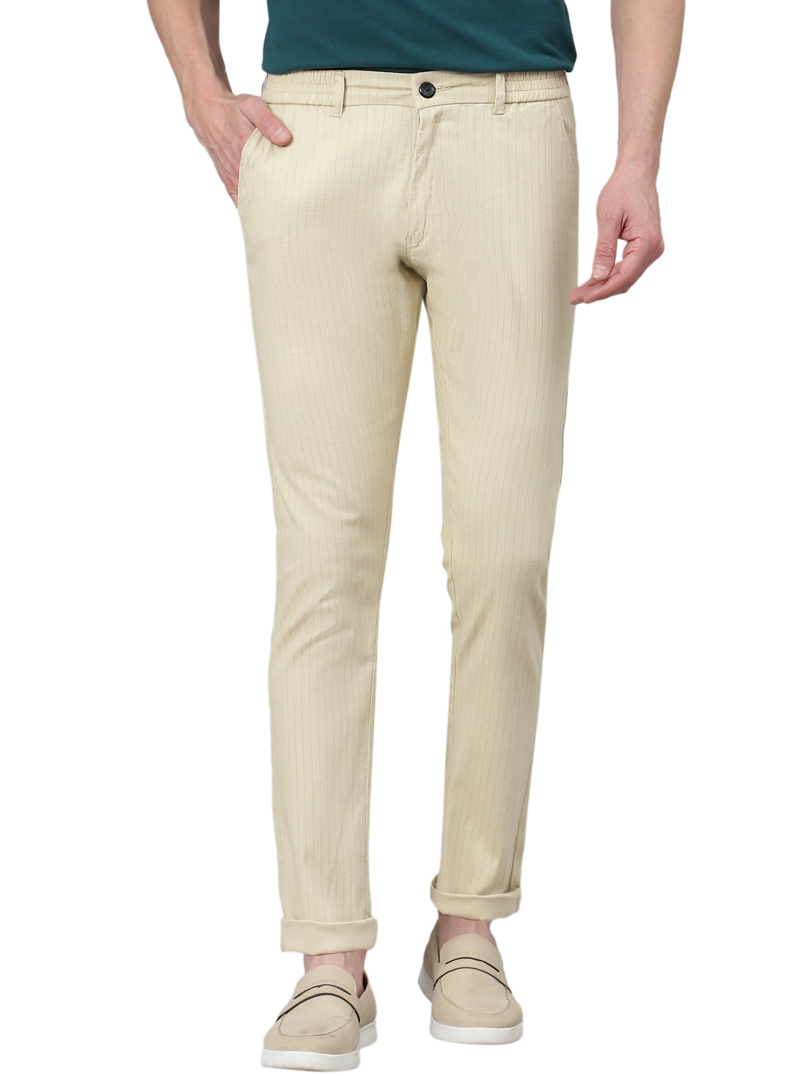 AVANOVA Mens Solid Linen Cream Trousers Light Business Style Slightly Stretch Straight Leg Pants for Outdoor Casual Daily Trous