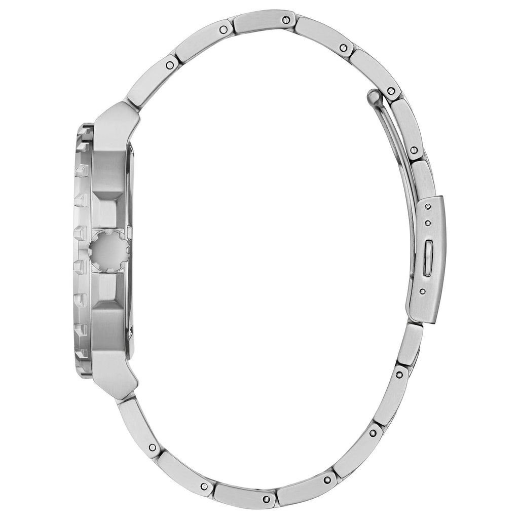 GUESS Men's Sport Diver-Inspired 44mm Watch - Black Dial Silver-Tone Stainless Steel Case & Bracelet