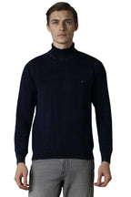 Louis Philippe MenS Cotton Turtle Neck Sweater (Lrswcrgf546859_Navy