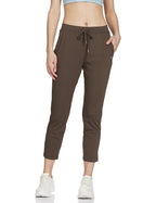 Enamor Athleisure Womens Mid Rise Relaxed Fit 7/8 Length Quick Dry 4 Way Stretch Antimicrobial Smart Active Travel Pants - E068
