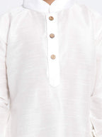 Vastramay Boys White Rose Gold Silk Blend Kurta Dhoti Set For Independence Day - Traditional Ethnic Wear