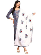 Ajrakh Inspired Printed Cotton Kurta And Pant With Hand Applique Dupatta | Kurta Set For Women | Kurta With Trousers And Dupatta