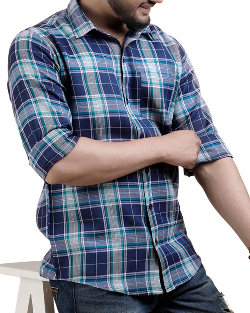 Noble Monk MenS Regular Fit Shirt | Checkered | Full Sleeves | Casual Shirt For Men