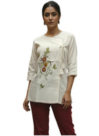 Gosriki WomenS Tops Rayon Viscose Floral Embroidery Top For Women (Digambar Cream-Gs_Xl_Cream_X-Large)