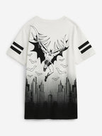 The Souled Store Batman: Gothams Saviour Short Sleeves Round Neck Black and White Graphic Printed Boys Cotton T-Shirts
