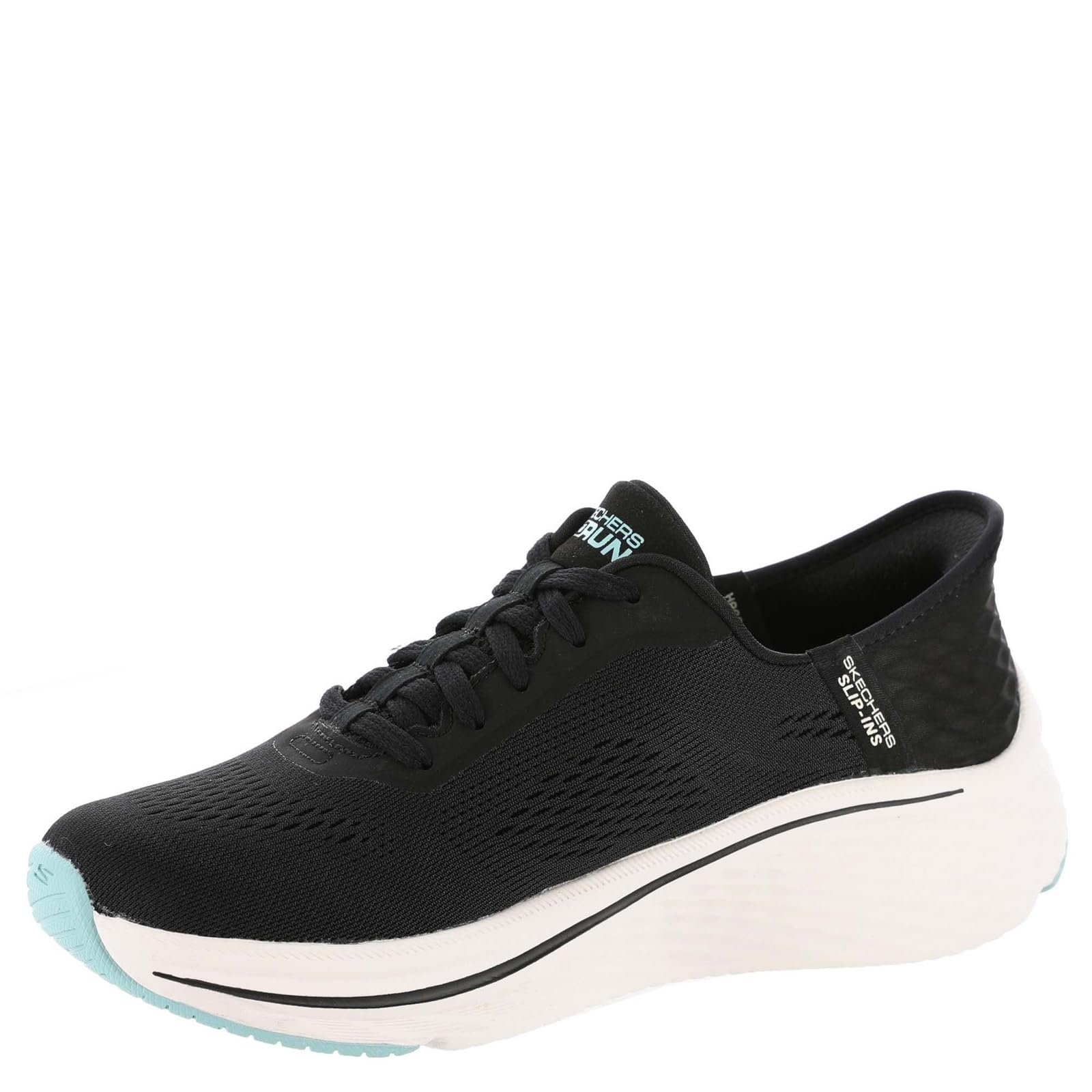 Skechers Women's Max Cushioning Elite 2.0 Vanish Hands Free Slip-Ins Sneaker, Black/Blue, 8.5