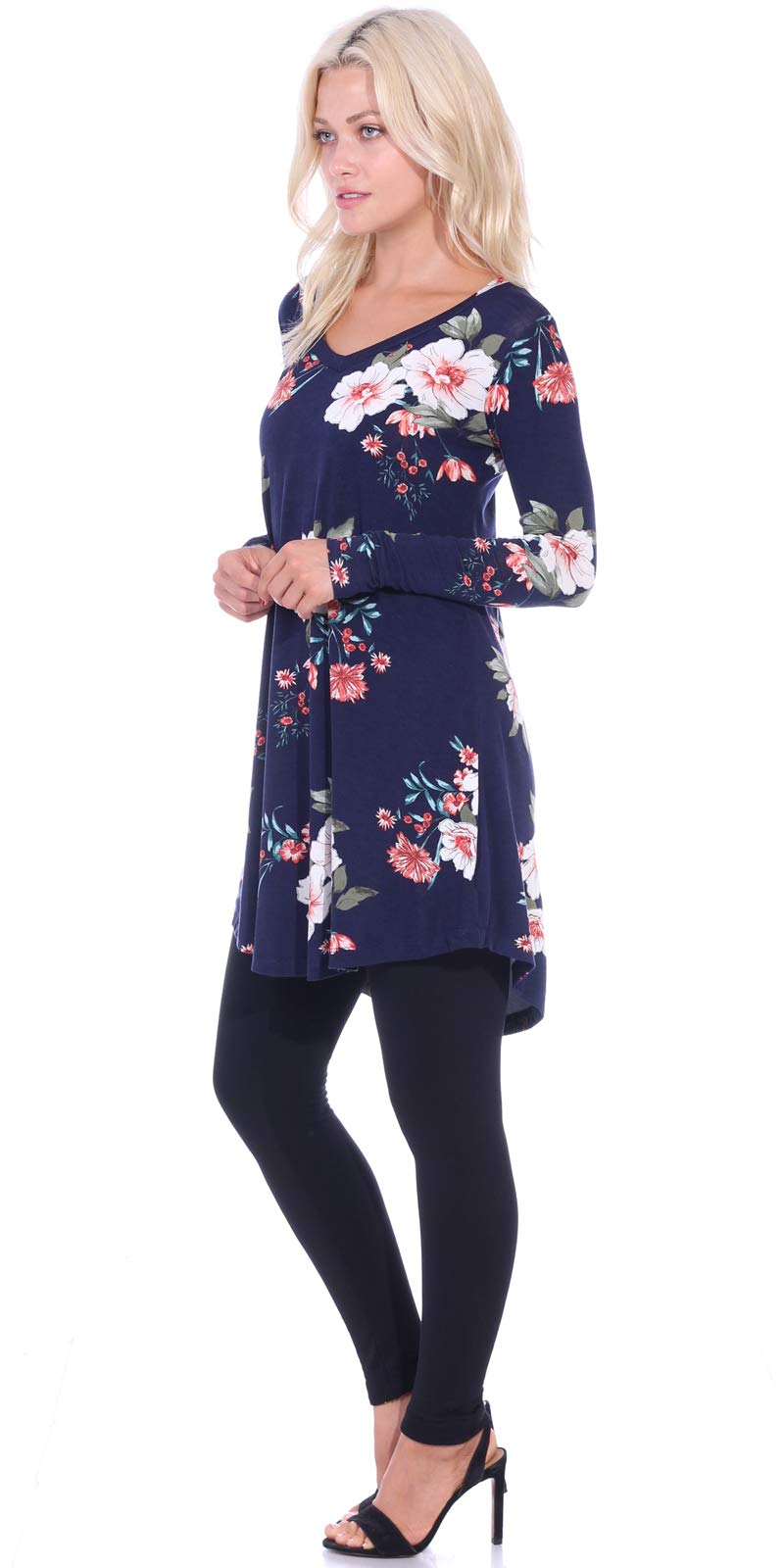 Popana Womens Long Sleeve Tunic Tops to Wear With Leggings Loose Fit Plus Size Dressy Casual Floral Small ST94