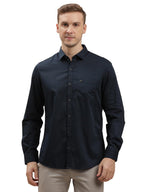 Turtle Men 100% Cotton Slim Fit Solid Navy Blue Casual Shirt